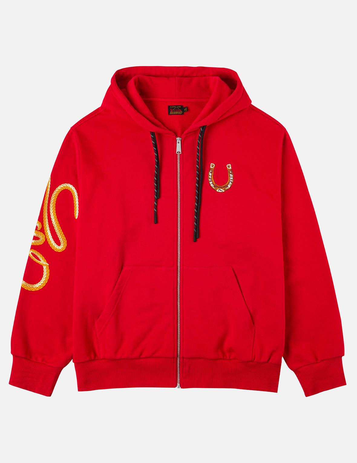 Year Of Horse Embroidery Zip-Up Hoodie - Red